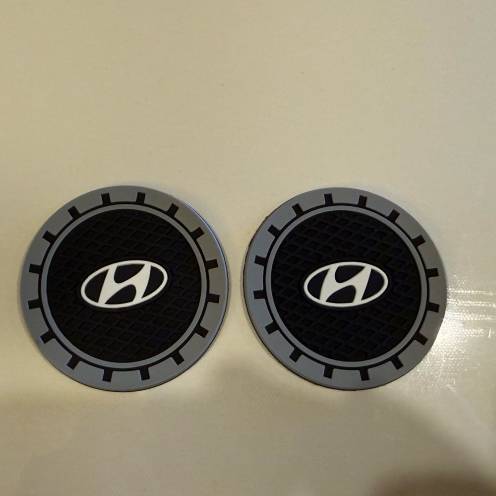 Hyundai Car Cup Coasters in Black and Gray Set of 2 NWT
